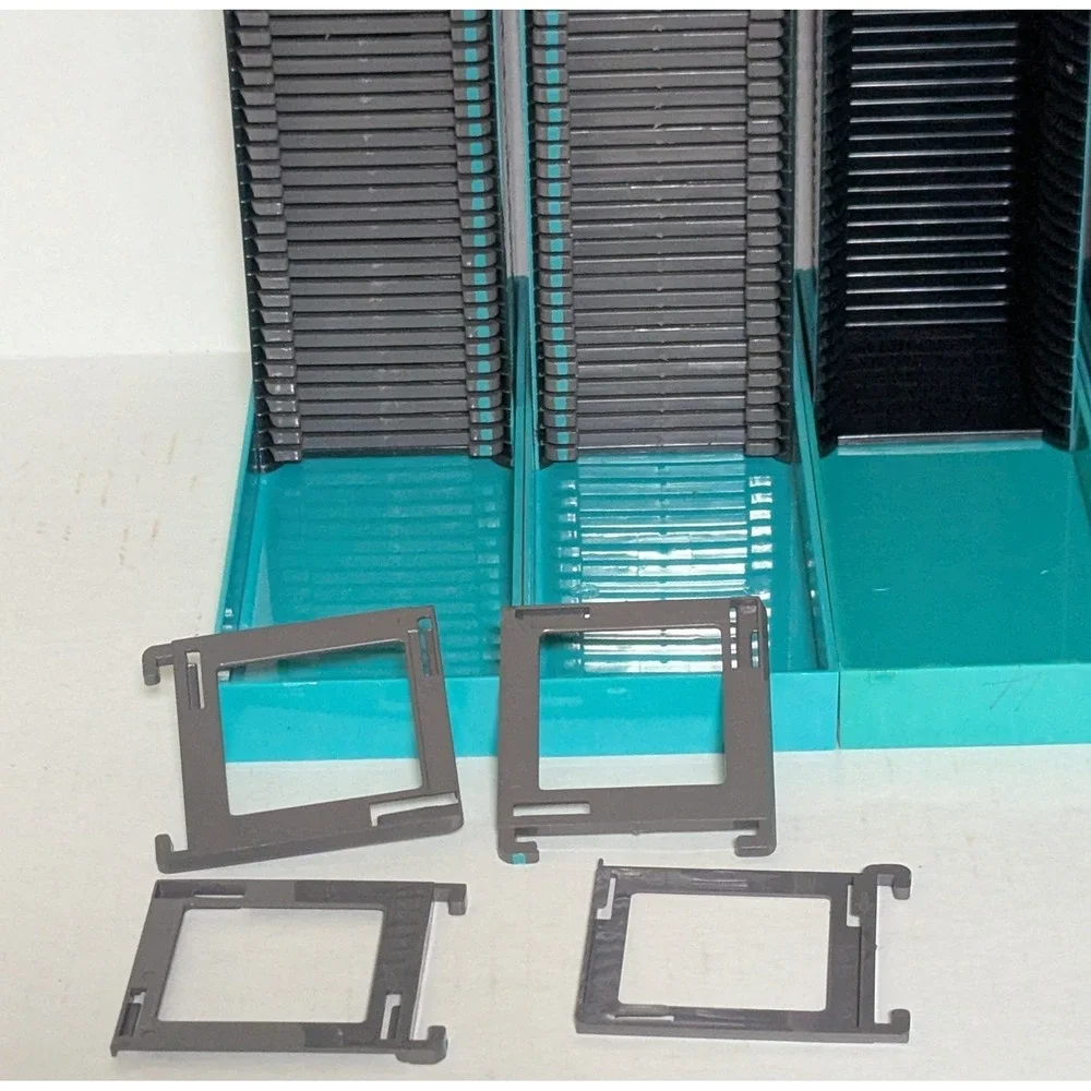 Vintage Bell & Howell Master Forty Tray Turquoise and Black 35 MM Set of Four